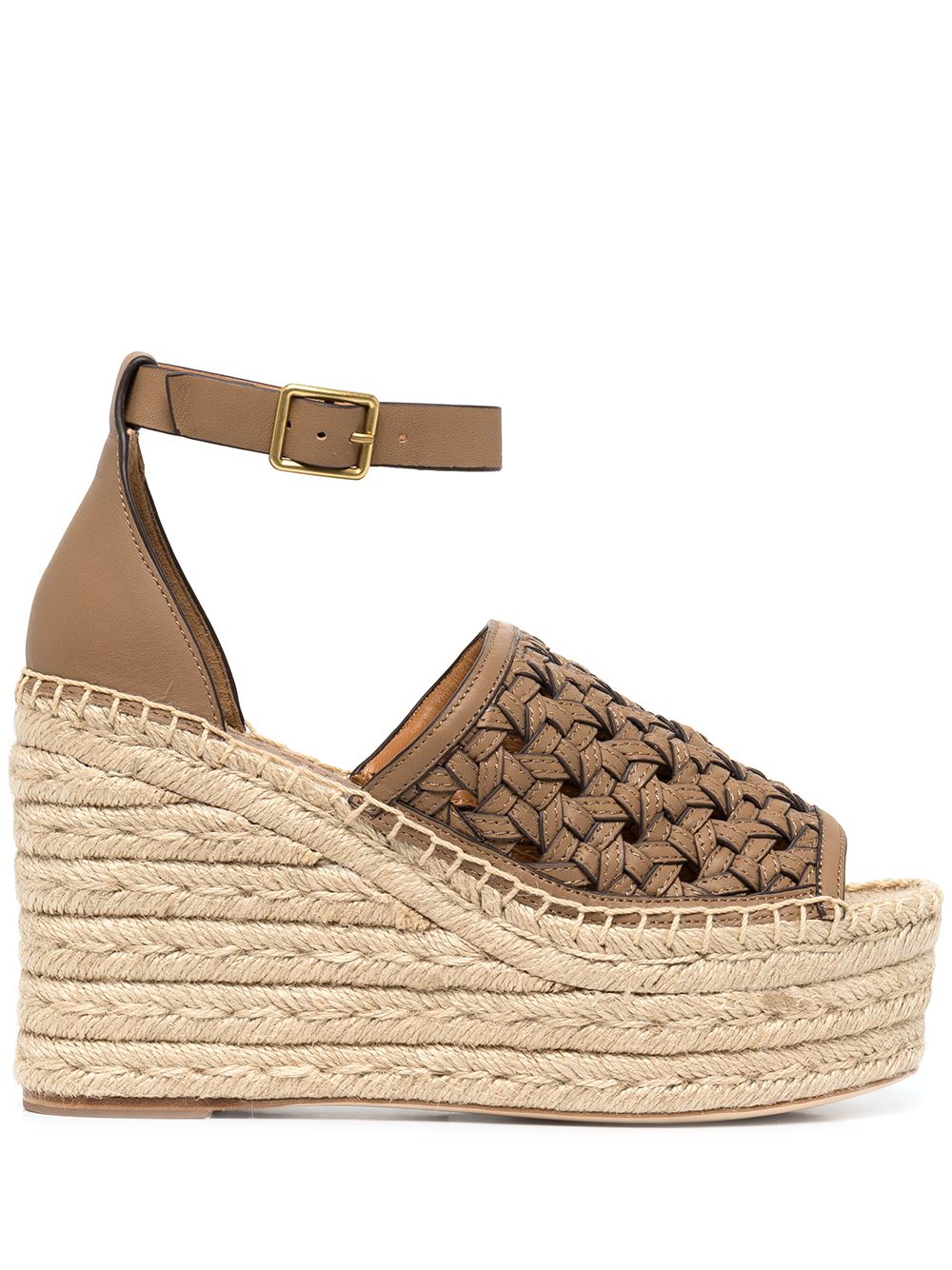 Basketweave espadrille wedges - Brown