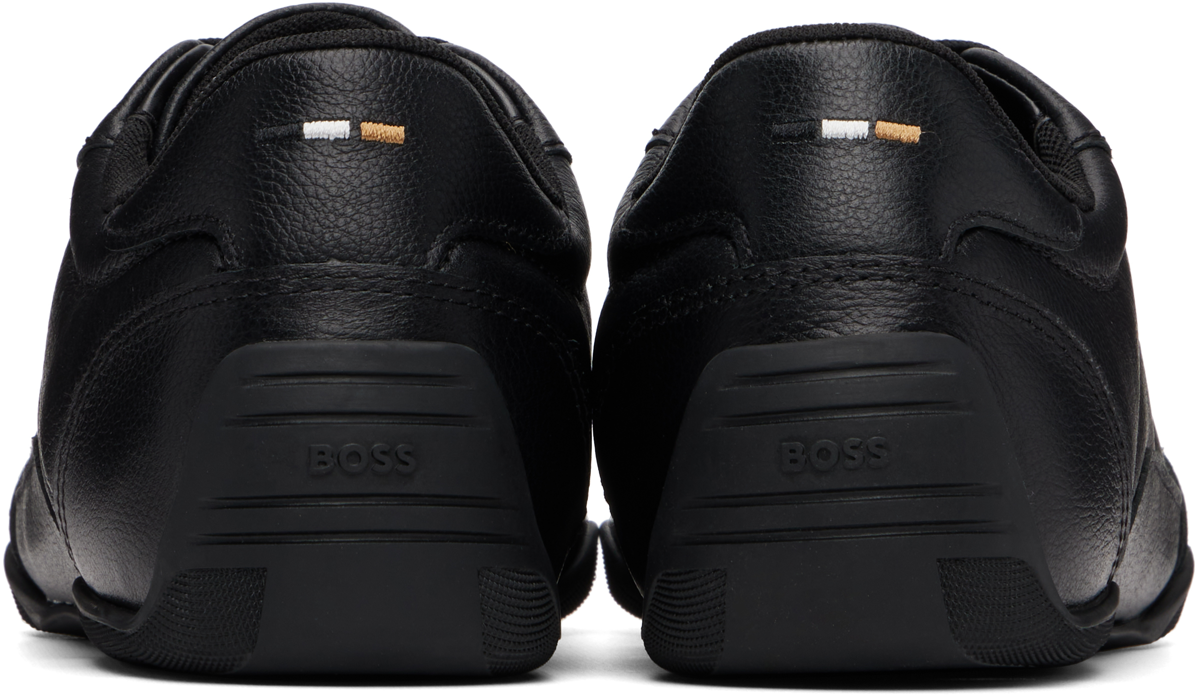 Black Logo Detail Leather Sneakers
