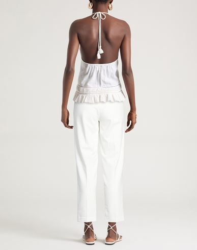 Woman Pants White Size 6 Cotton, Lycra