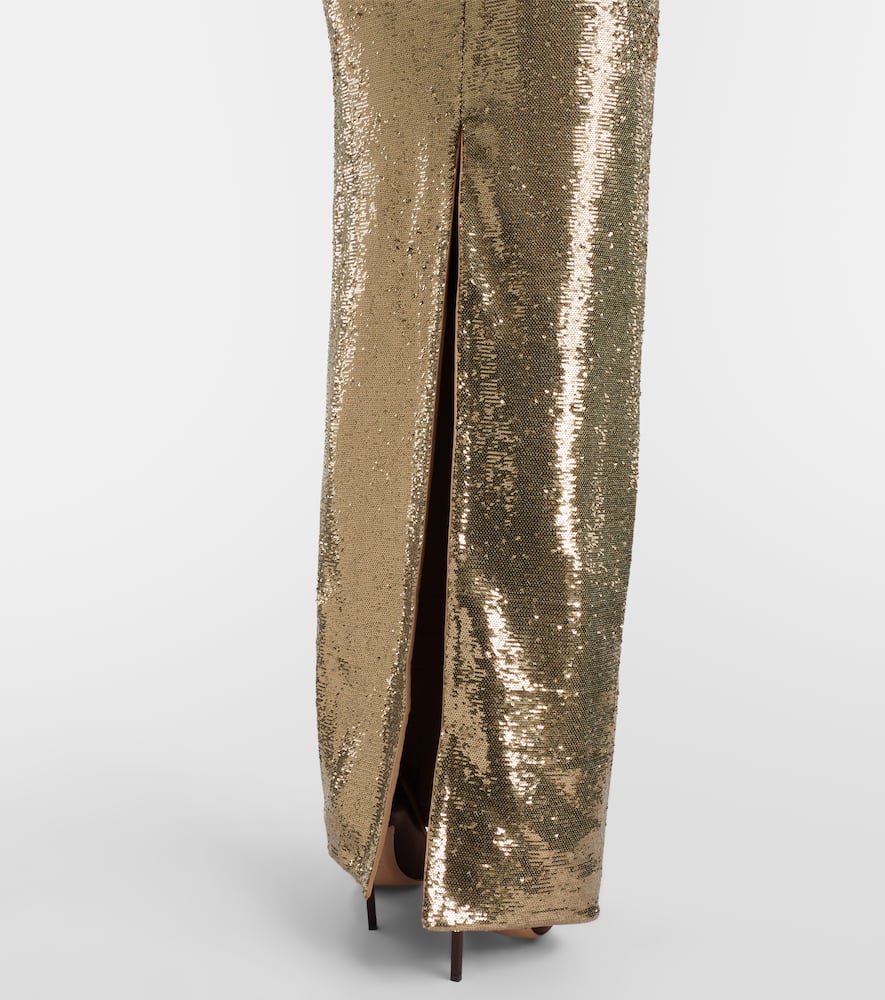 Crystal-embellished sequined gown