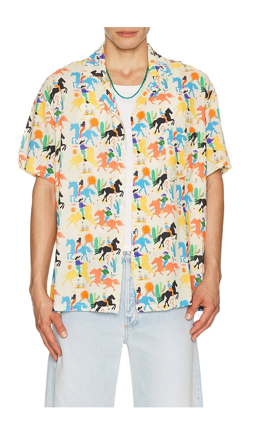 Arrels Barcelona Cowboy x Simmon Said Camp Collar Shirt in Eco White in Eco White Cowboy - White. XL/1X also in S