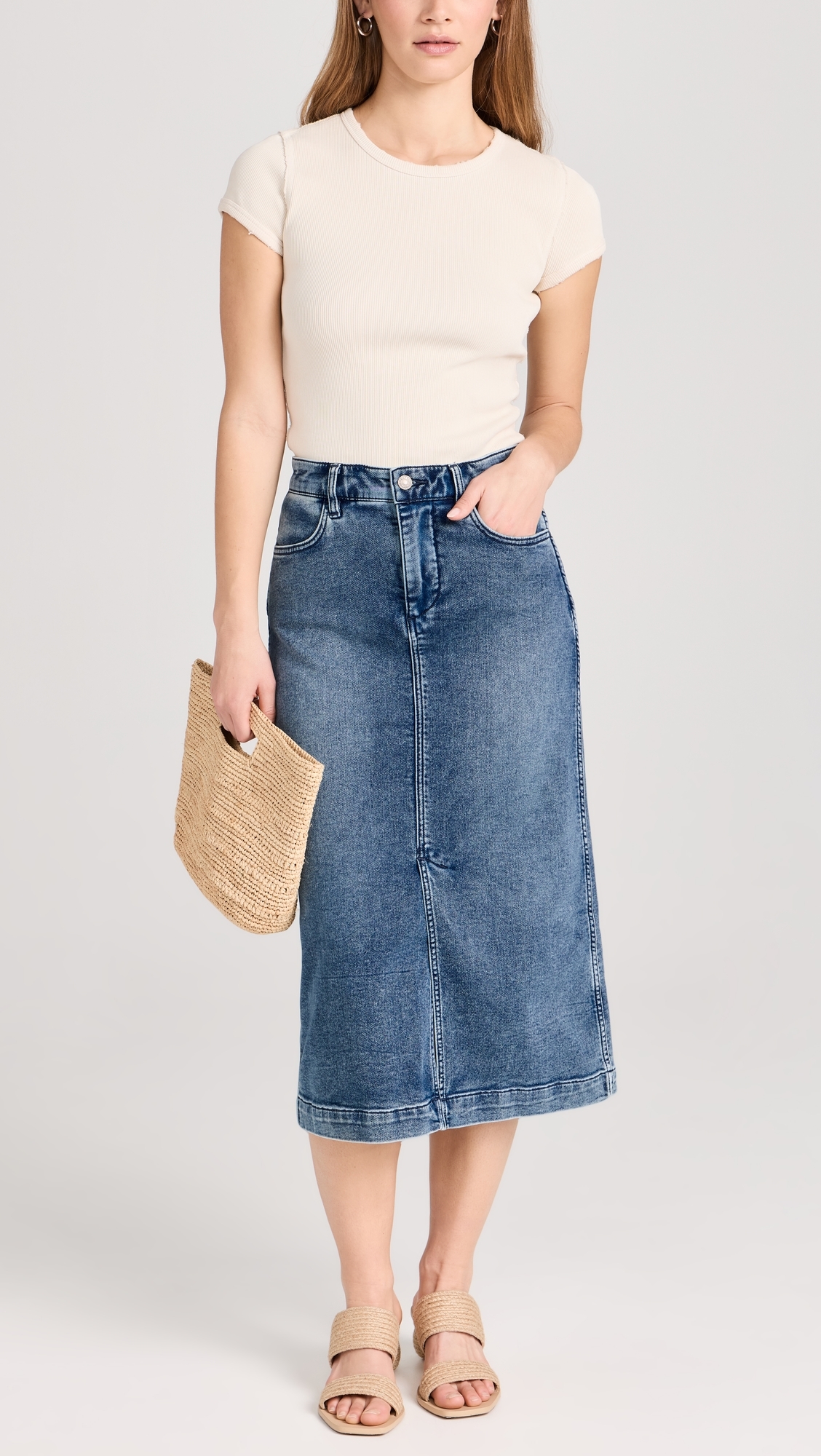 Stretch Terry Midi Skirt Riverton