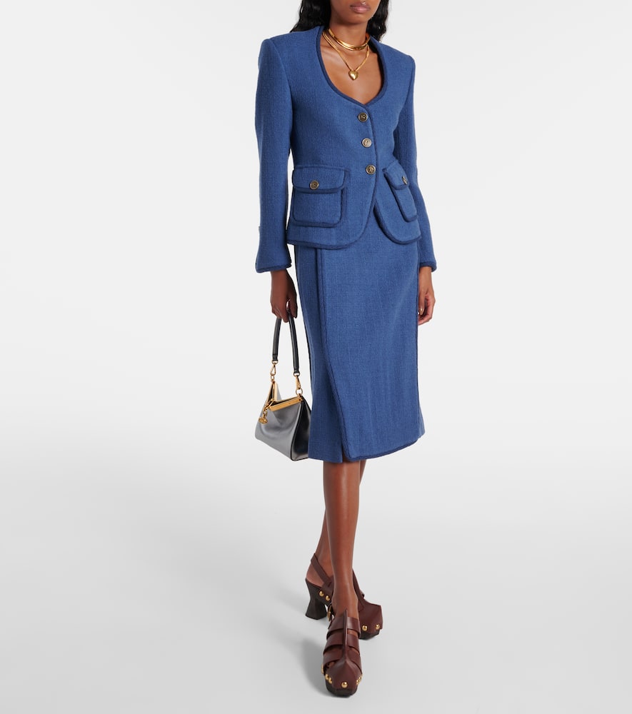 Wool-blend pencil skirt