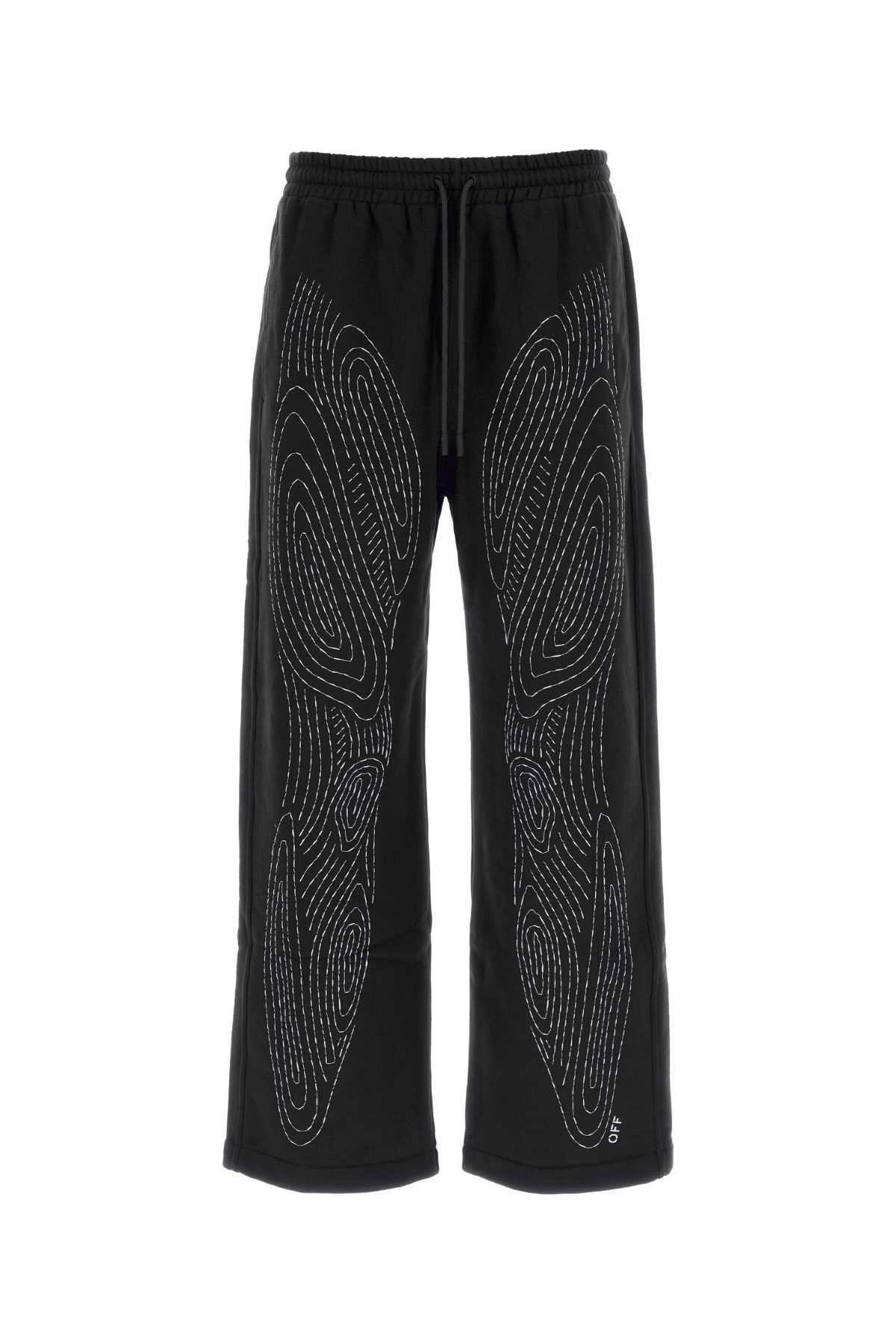 Embroidered Cotton Joggers — Black