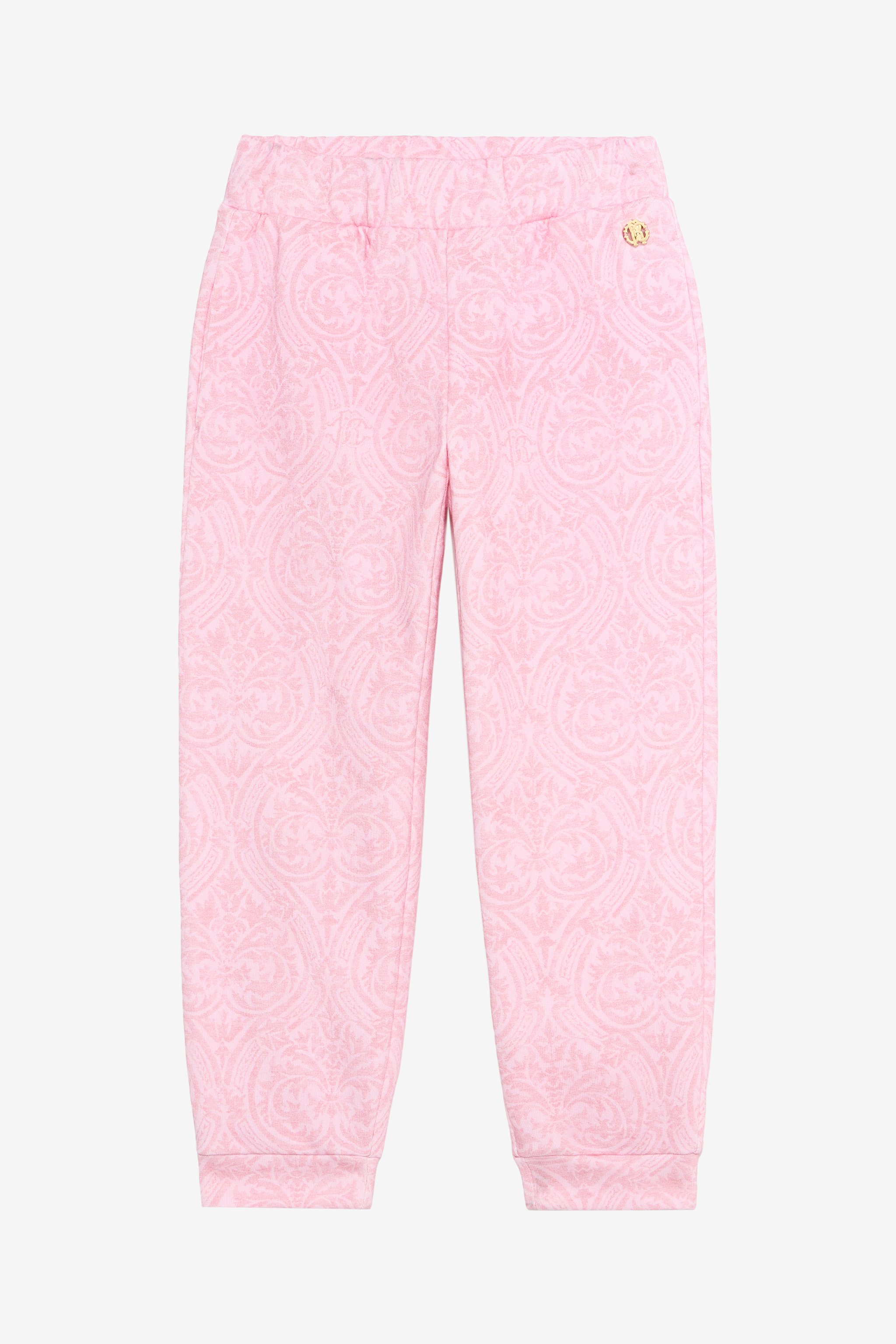 Baby Pink Track Pants With Floral Print