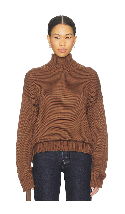 SNDYS Elm High Neck Knit Jumper in Brown. L. Also in S, XXS, XS