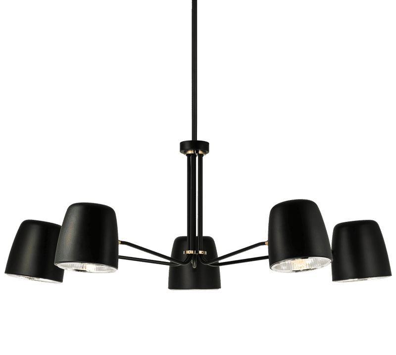 Black Five Light Pendant from the Luca Collection