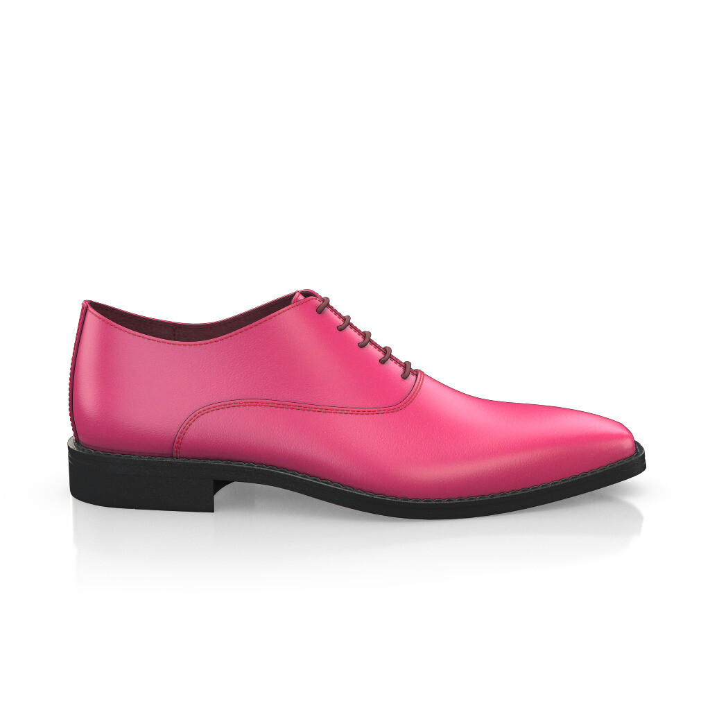 Custom Men's Plain-toe Oxford Dress Shoes Handmade in Italy - Fuchsia Pink Leather - Laces - GIROTTI