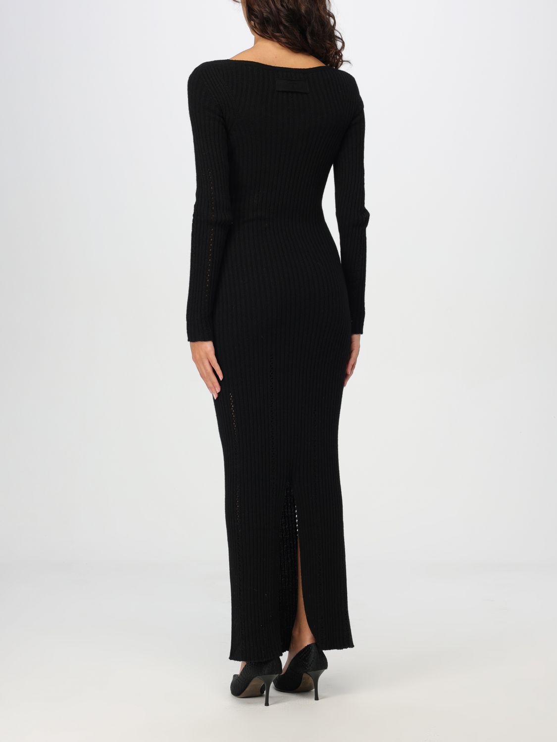 Pinched ribbed-knit maxi dress - Neutrals
