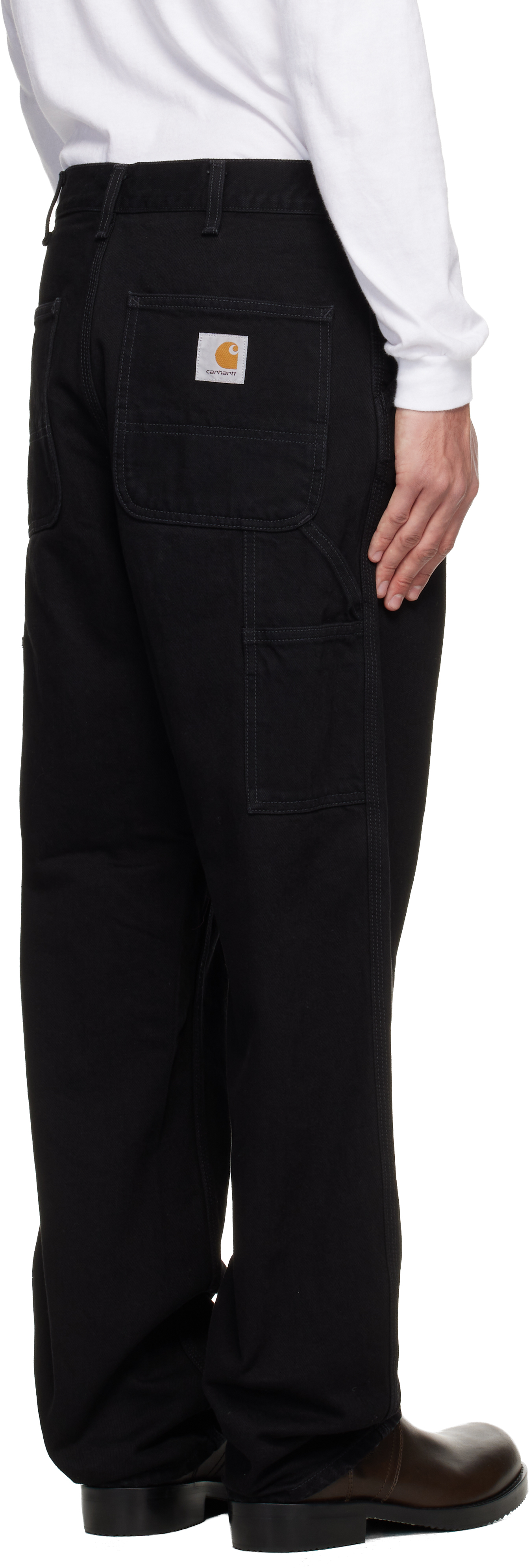 Black Single Knee Jeans
