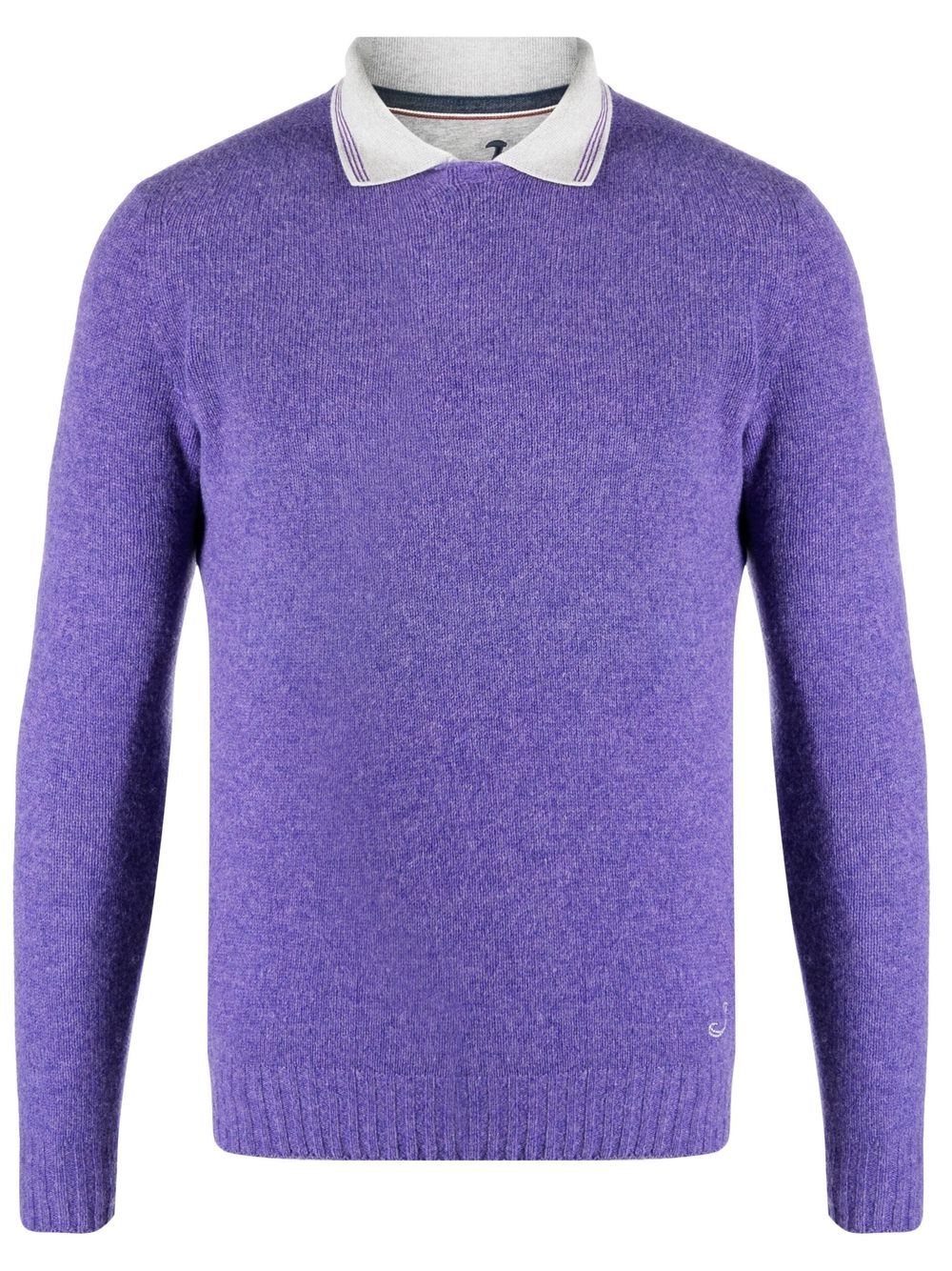 Polo-collar cotton sweatshirt - Purple