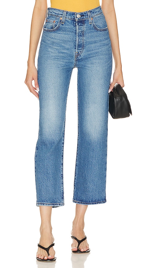 LEVI'S Ribcage Straight Ankle Jeans in Denim-Dark. -  29 also in 25, 26