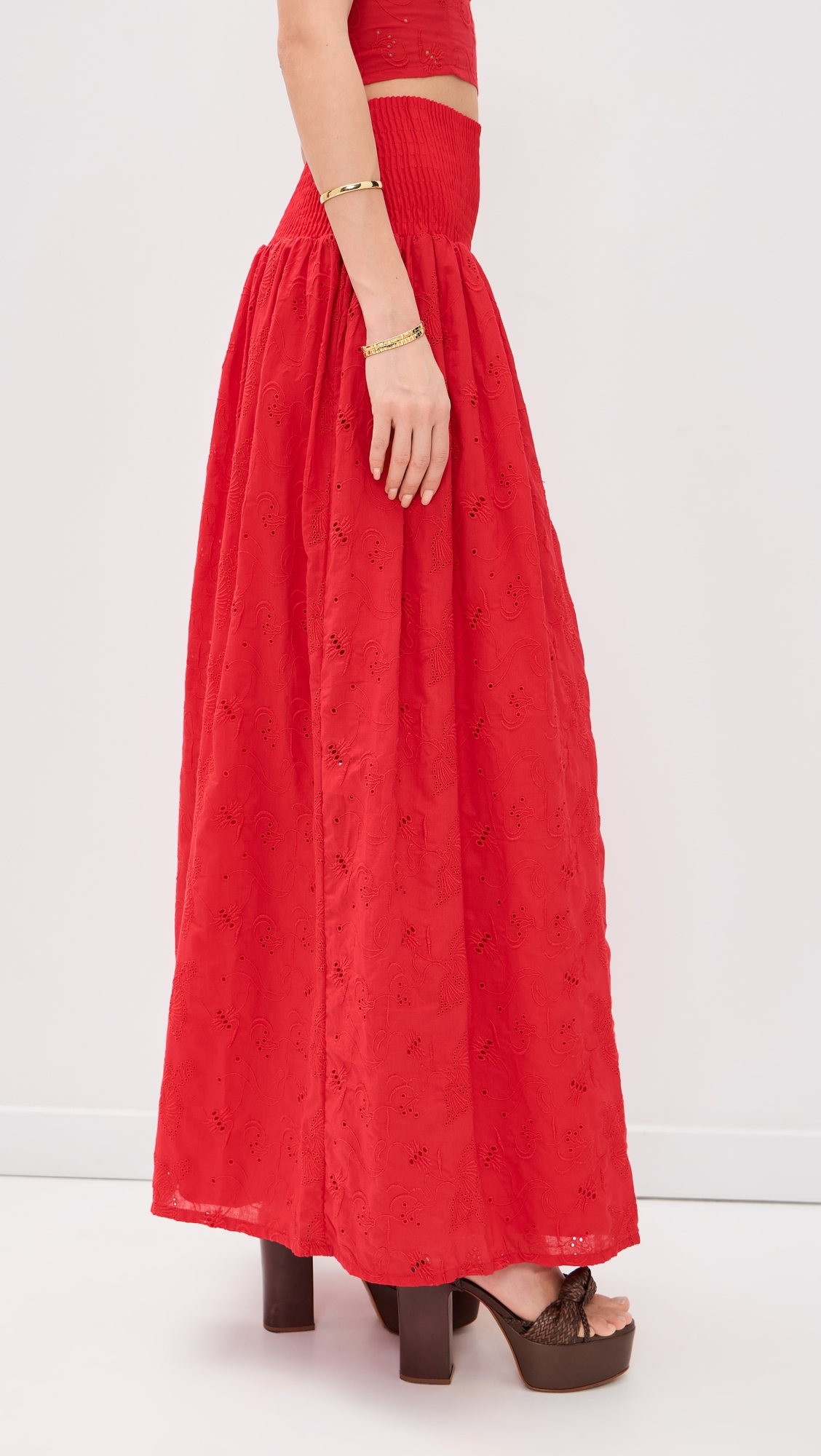 The Drift Skirt Koel Eyelet Bird Red