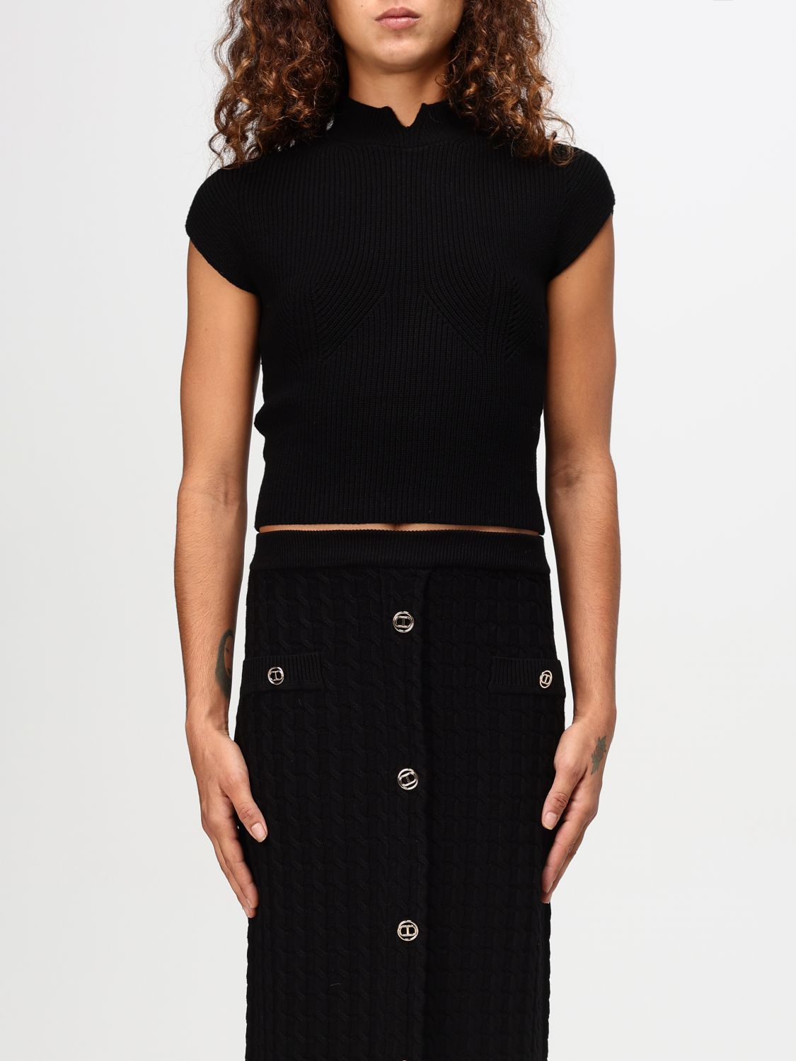 Ribbed-detail sweater - Black