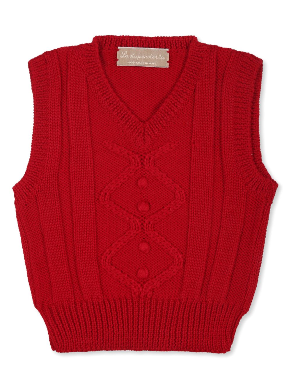 Cable-knit vest - Red
