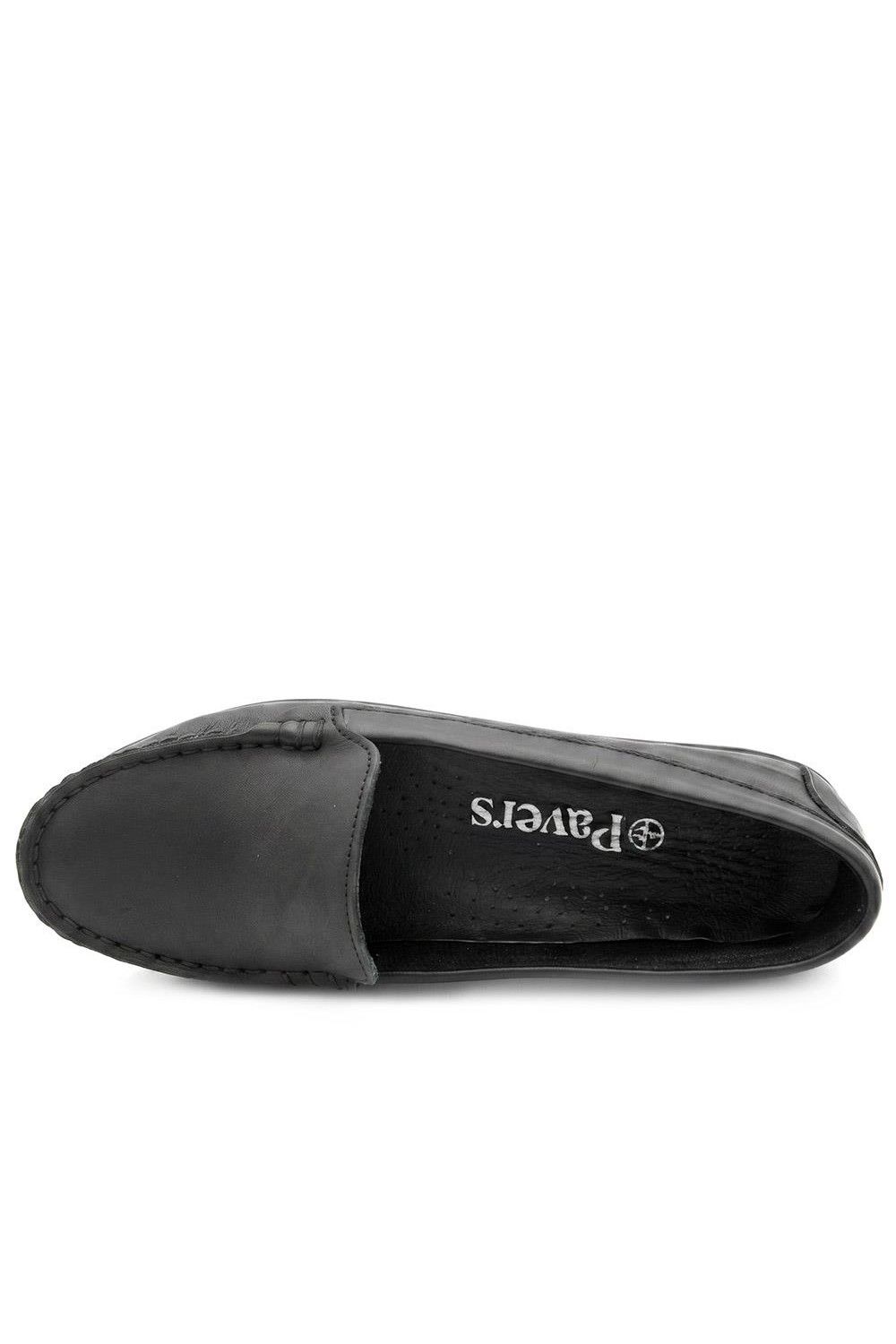 Pavers Women's Premium Leather Moccasins Flat in Black