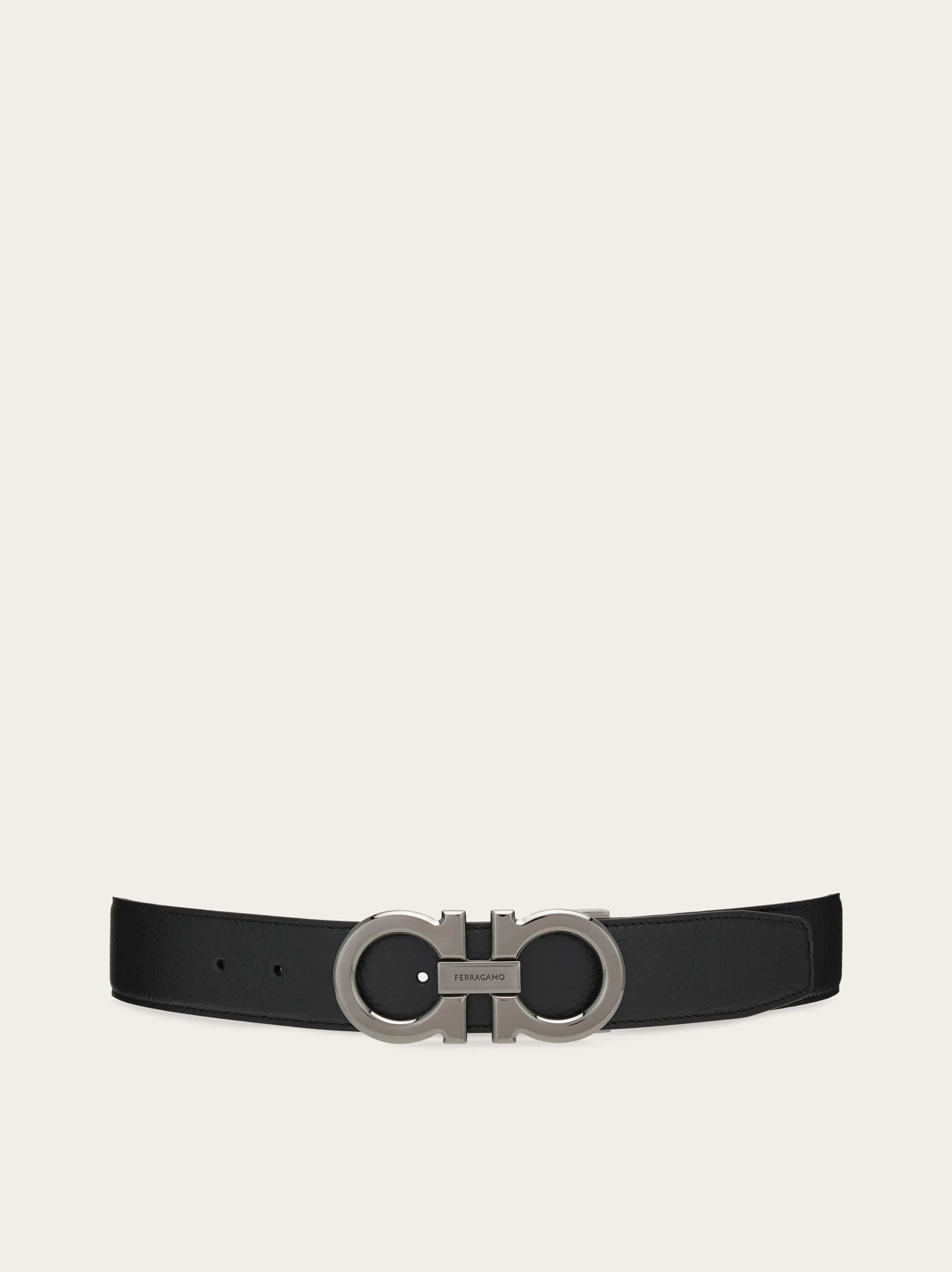 Men Reversible and adjustable Gancini belt Black