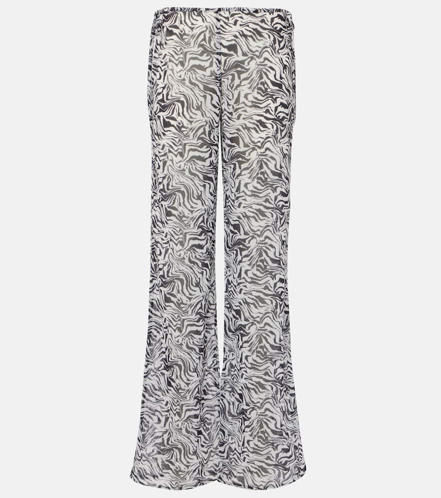 Zebra-print low-rise wide-leg pants