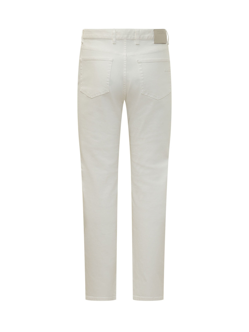 White Straight Mid Rise Jeans
