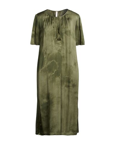 Woman Midi dress Military green Size 1 Rayon