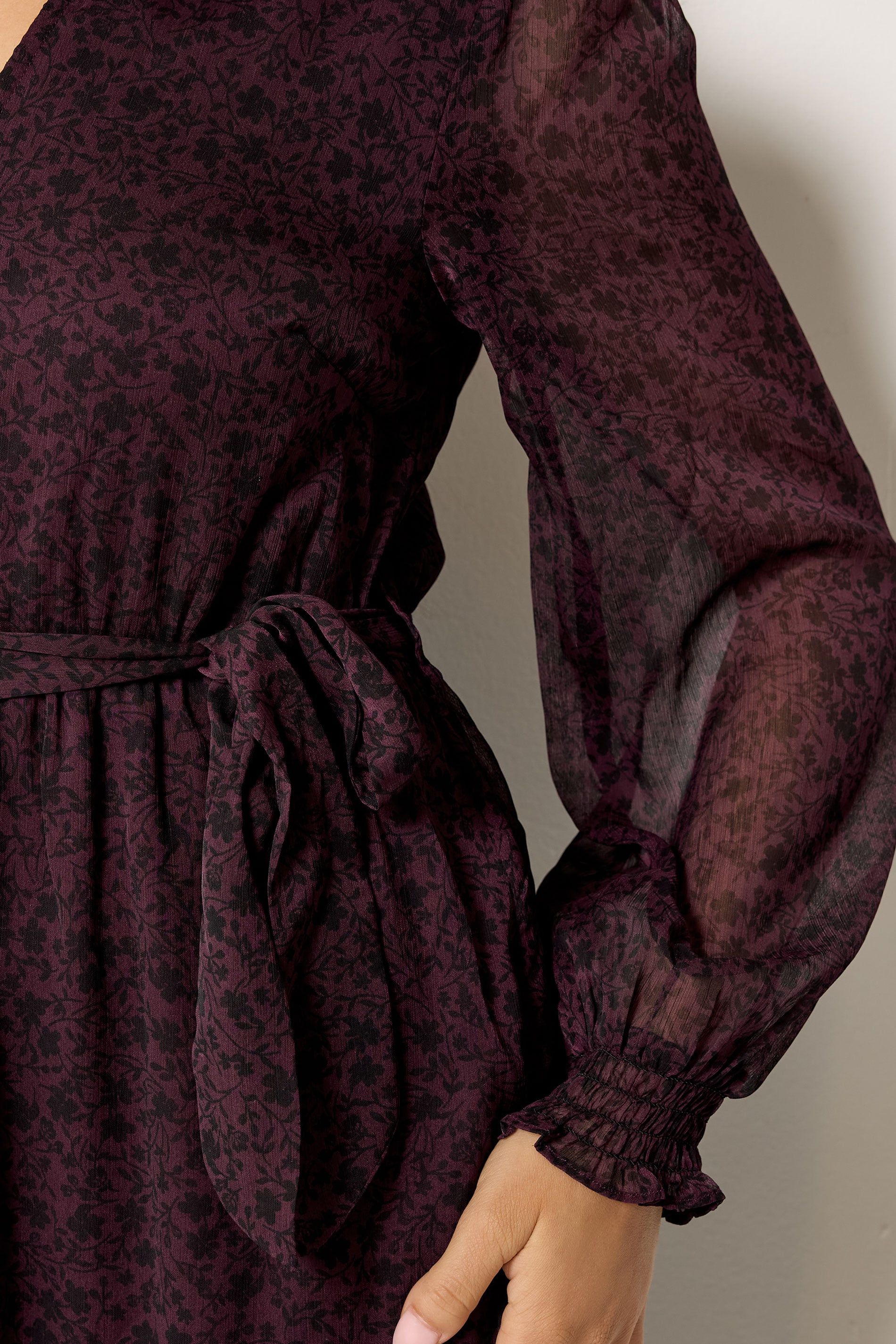 M&co Petite Ruffle Midi Dress In Purple