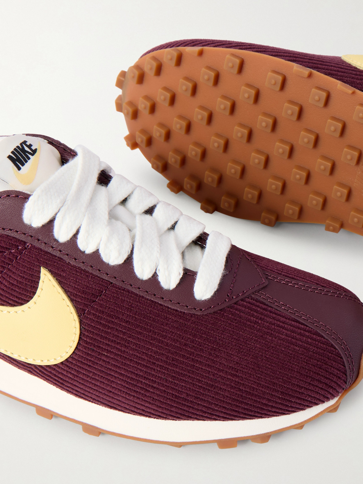 Ld-1000 Leather-trimmed Corduroy Sneakers - Burgundy