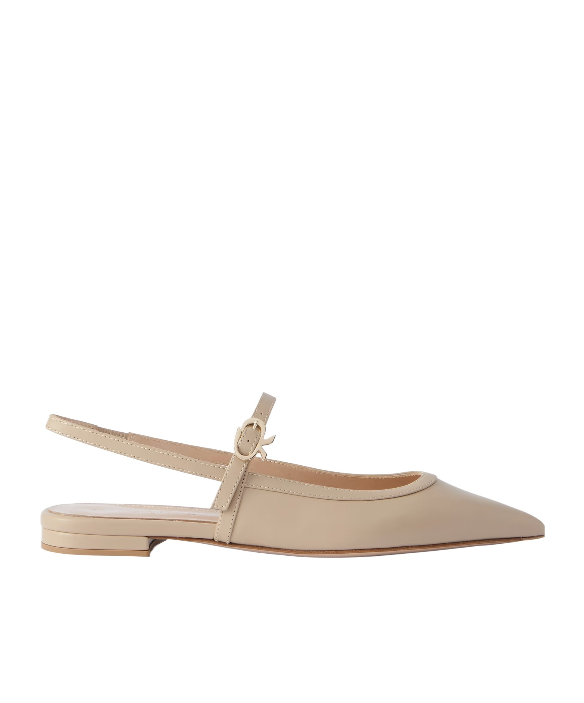 Leather point-toe Mary Jane slingback flats