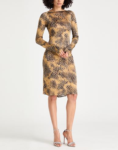 Woman Midi dress Mustard Size 6 Viscose, Polyester