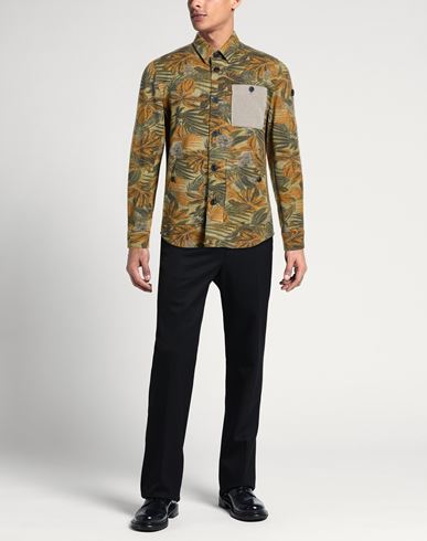 Man Shirt Military green Size 38 Cotton, Elastane
