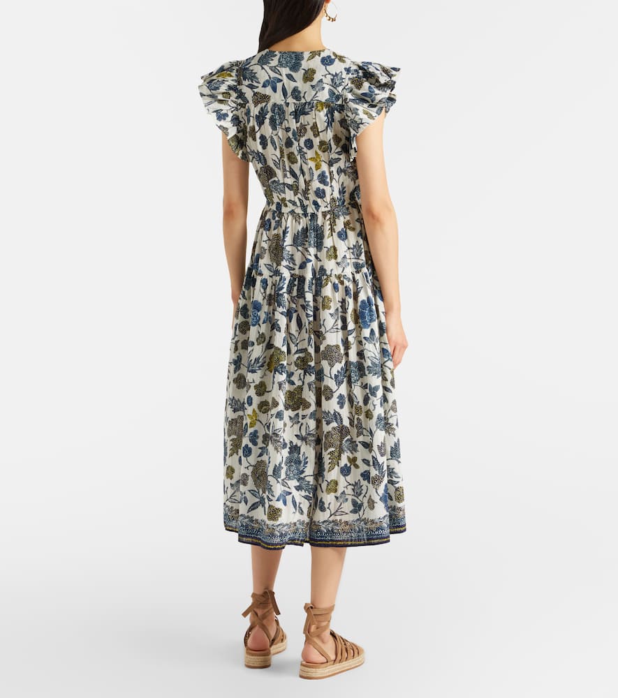 Kairi gathered cotton-blend midi dress