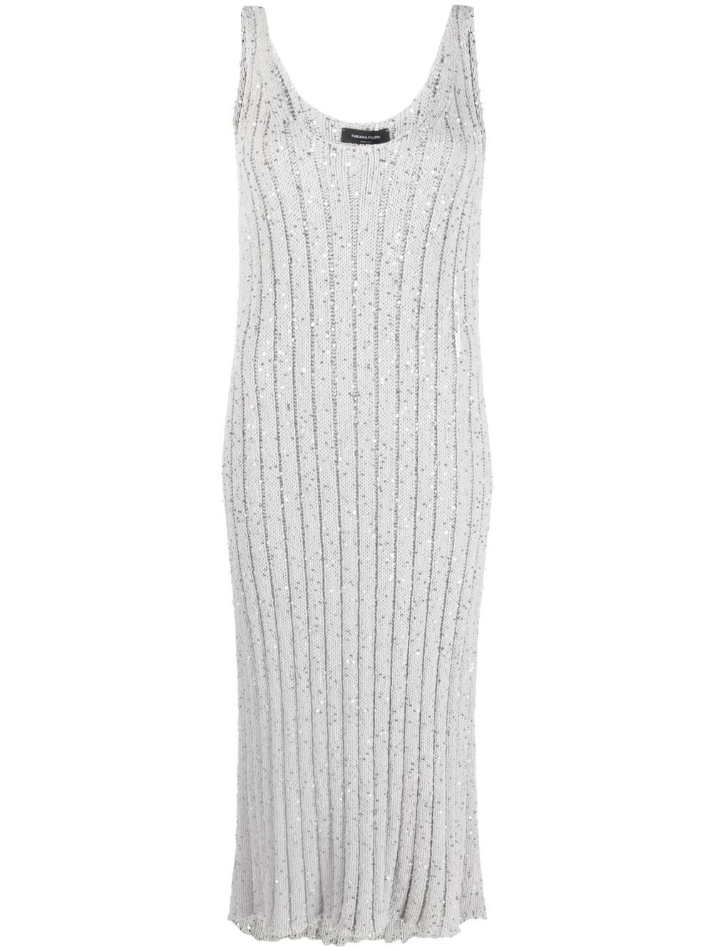 Sequin-embellished knitted midi dress - Blue