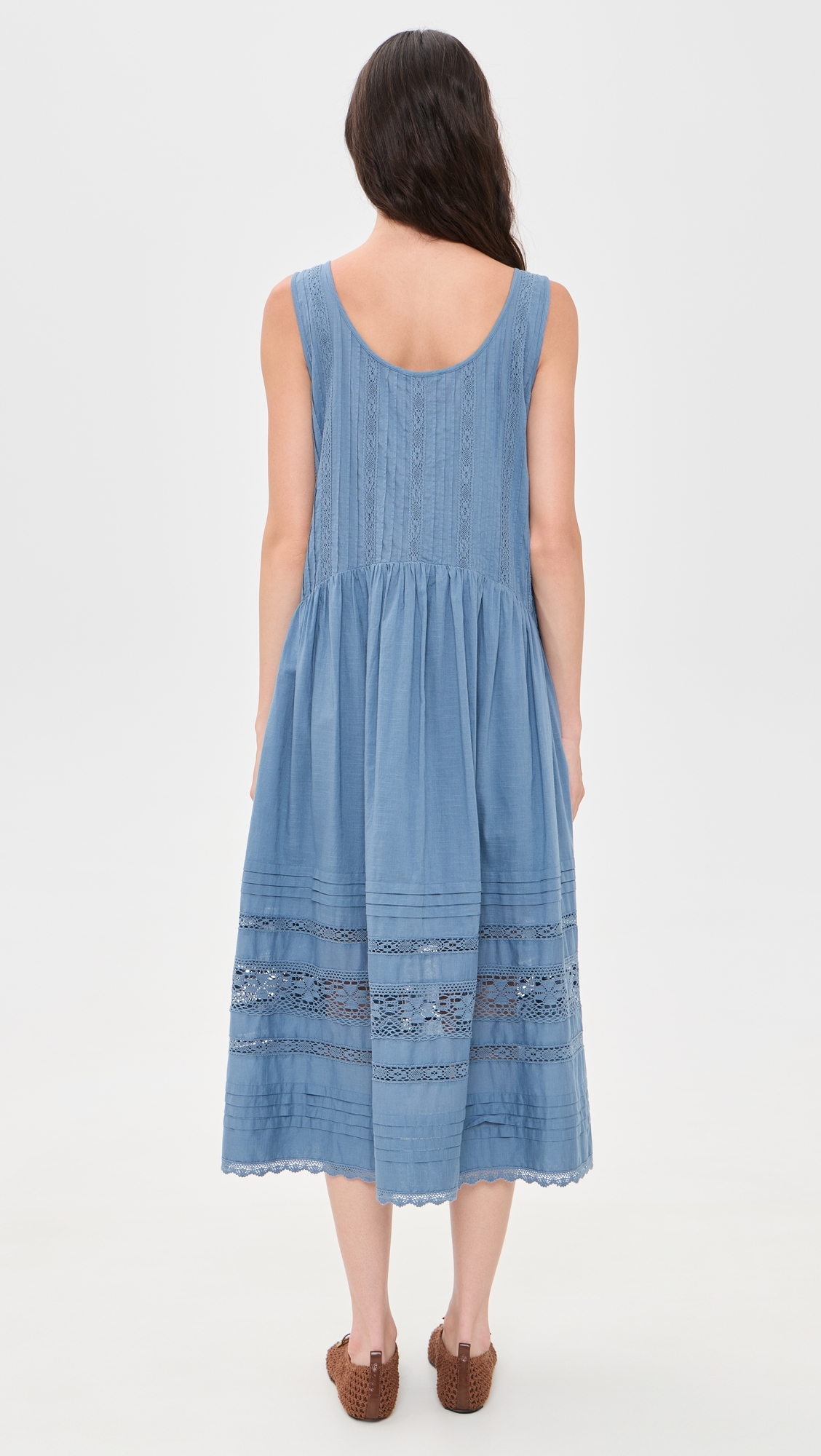 Pippa Solid Tank Midi Dress Blue