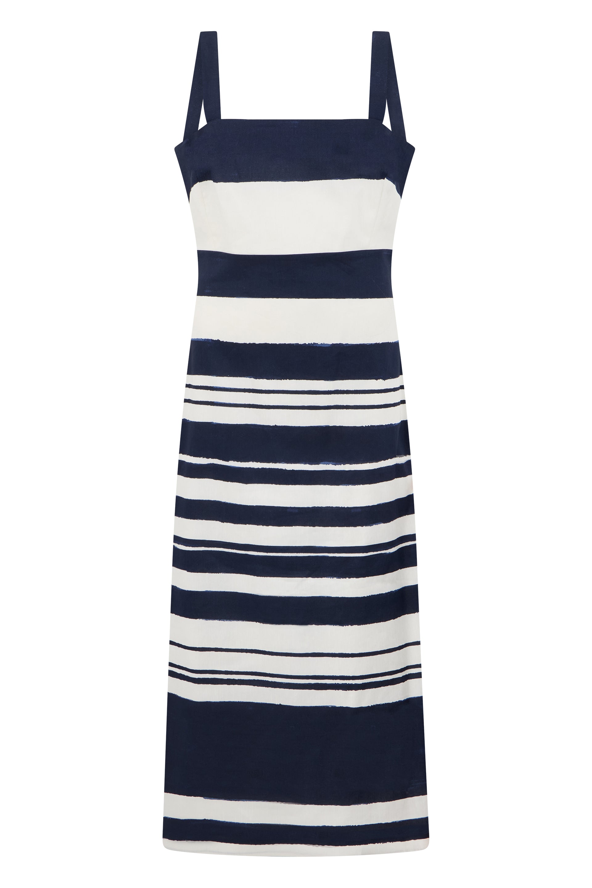 Striped Midi Dress with Thin Straps