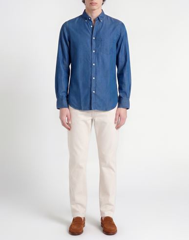 Officine Générale Man Shirt Slate blue Size S Lyocell