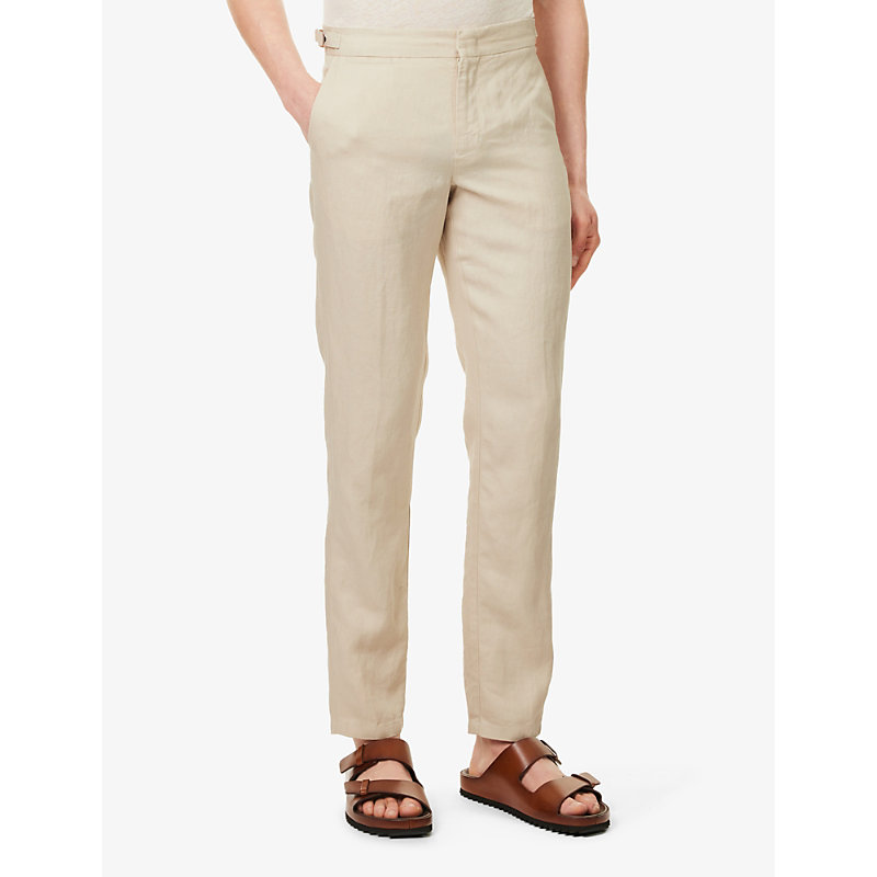 Mens Chai Griffon Adjustable Tapered-leg Linen Trousers