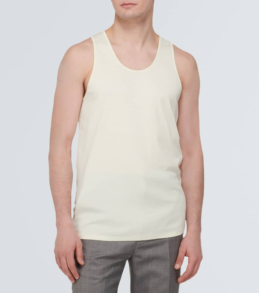 Ribbed-knit cotton jersey tank top
