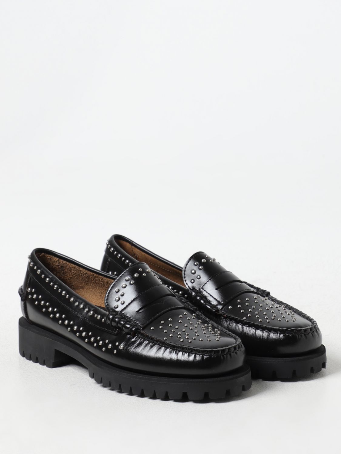 Stud-detailling leather loafers - Black