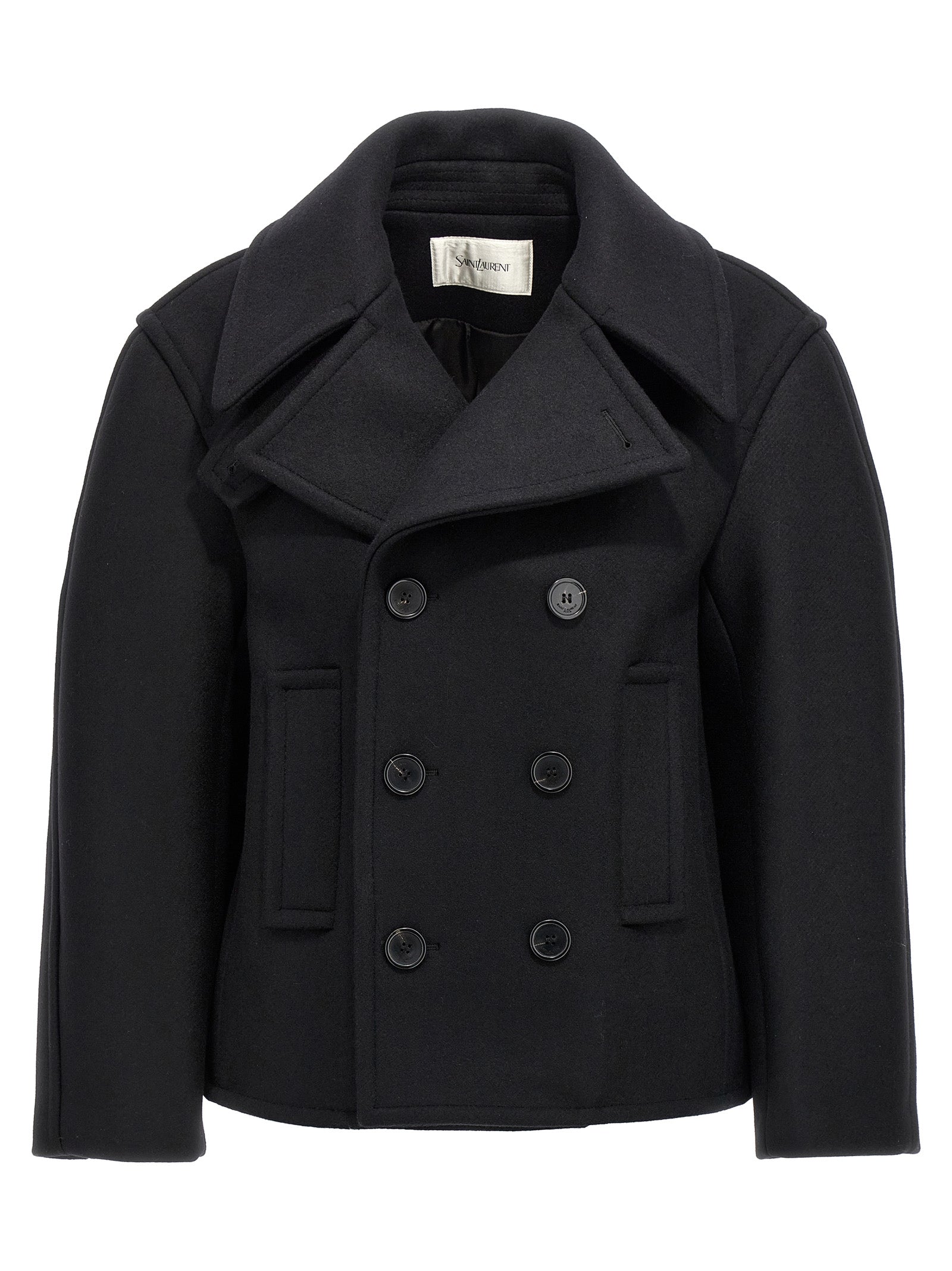 Virgin Wool Double-Breasted Coat — Black