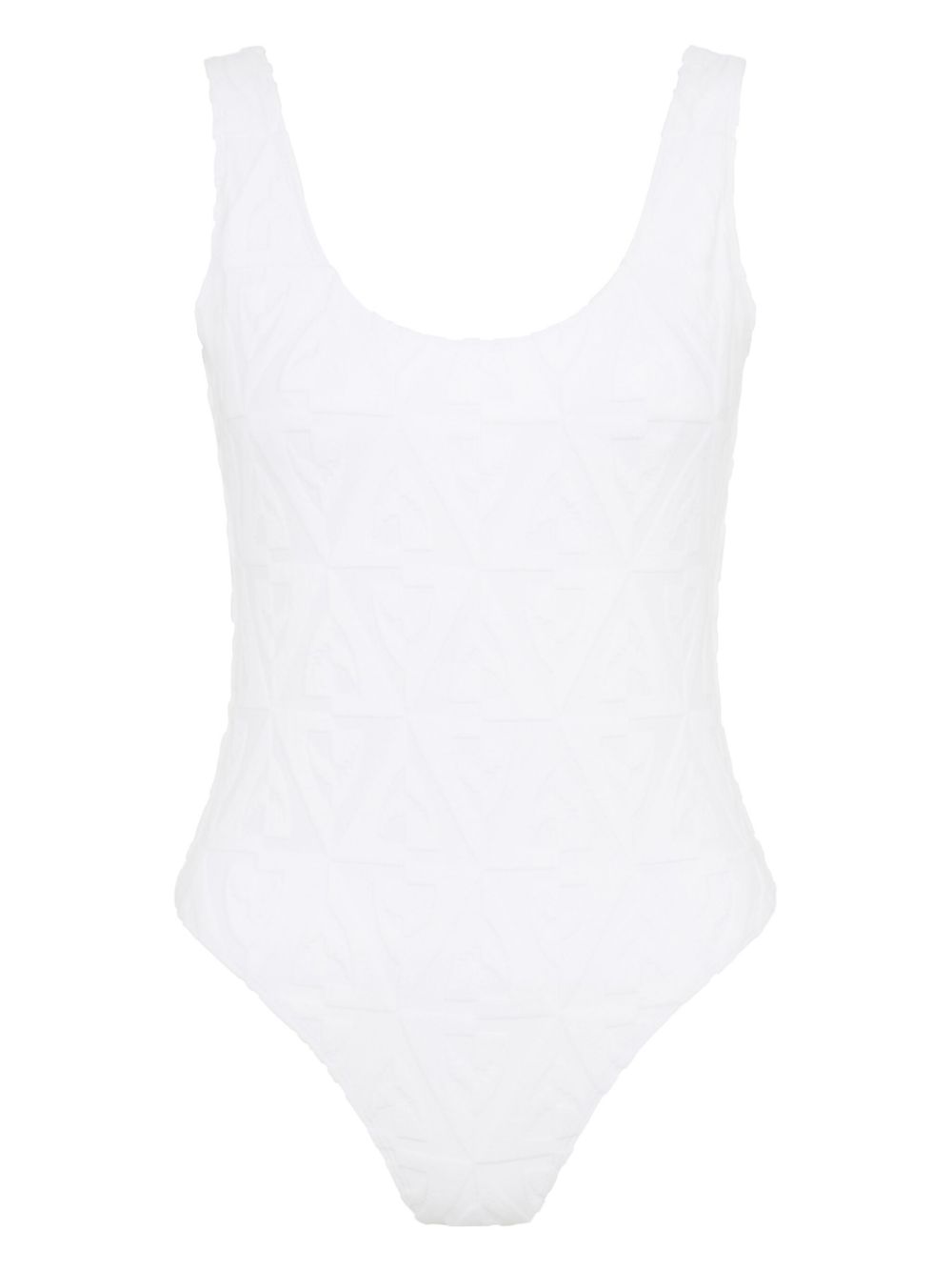 Jacquard-shark towlling swimsuit - White