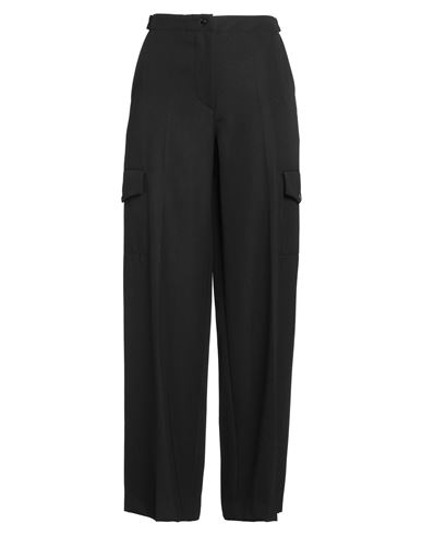 Woman Pants Black Size 2 Polyester, Virgin Wool