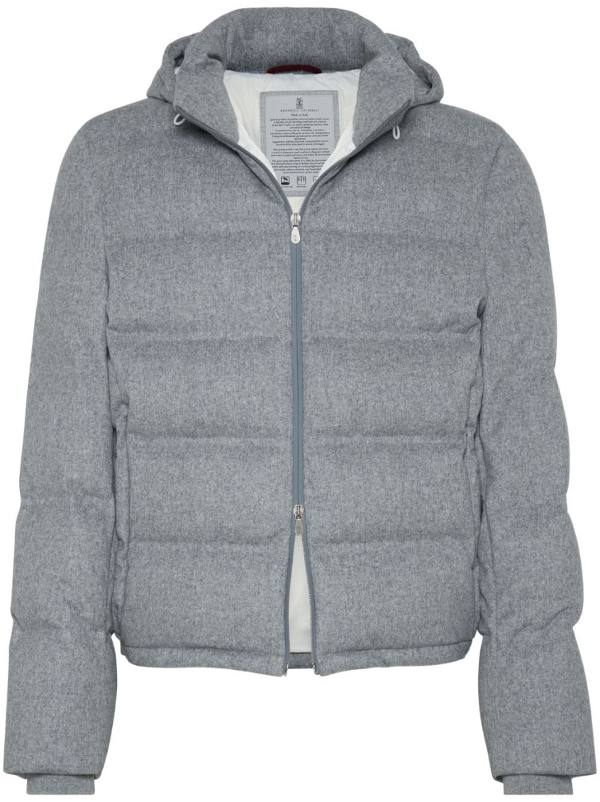 Quilted hooded down jacket - Grey