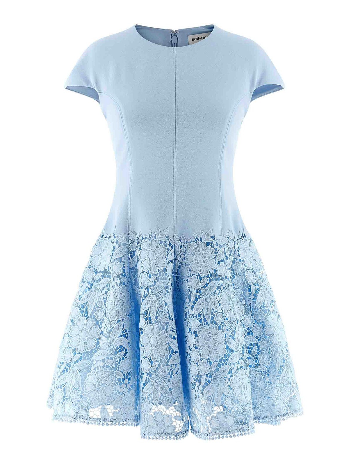 Blue Crepe Lace Dress