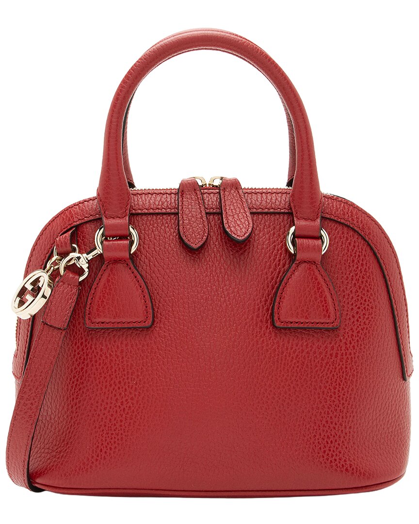Red Leather GG Charm Dome Small Satchel (Authentic Pre-Loved)