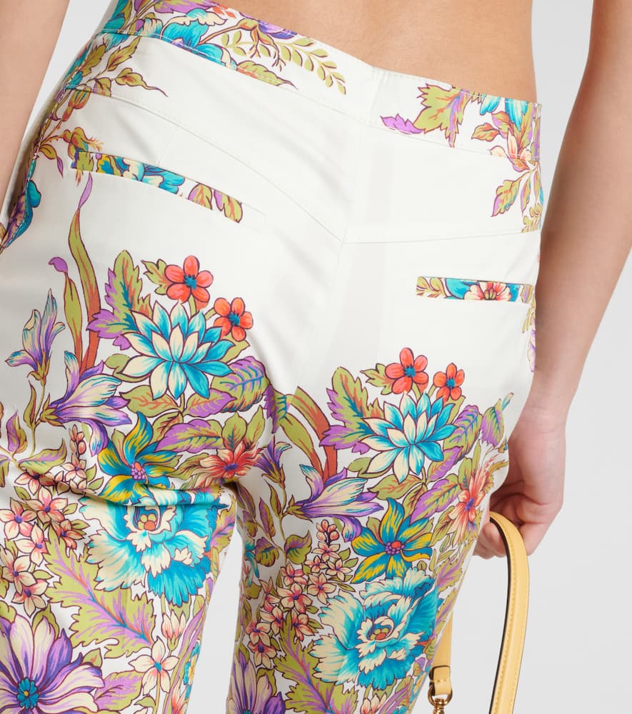 Floral cotton-blend flared pants