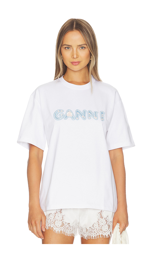 Ganni Heavy Cotton Jersey Relaxed Fit T-shirt in Bright White. XS also in S