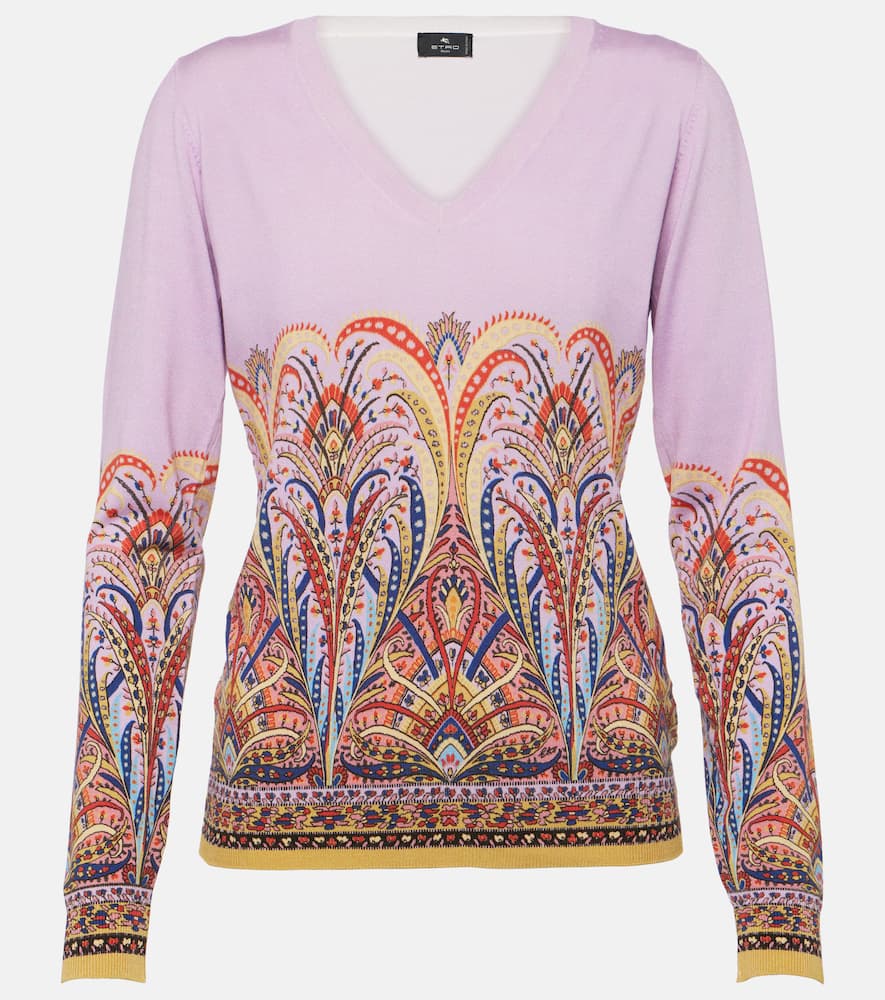 Printed silk-blend sweater