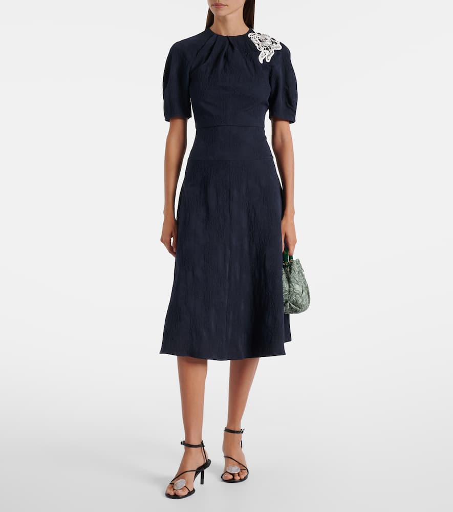 Floral cotton-blend jacquard midi dress