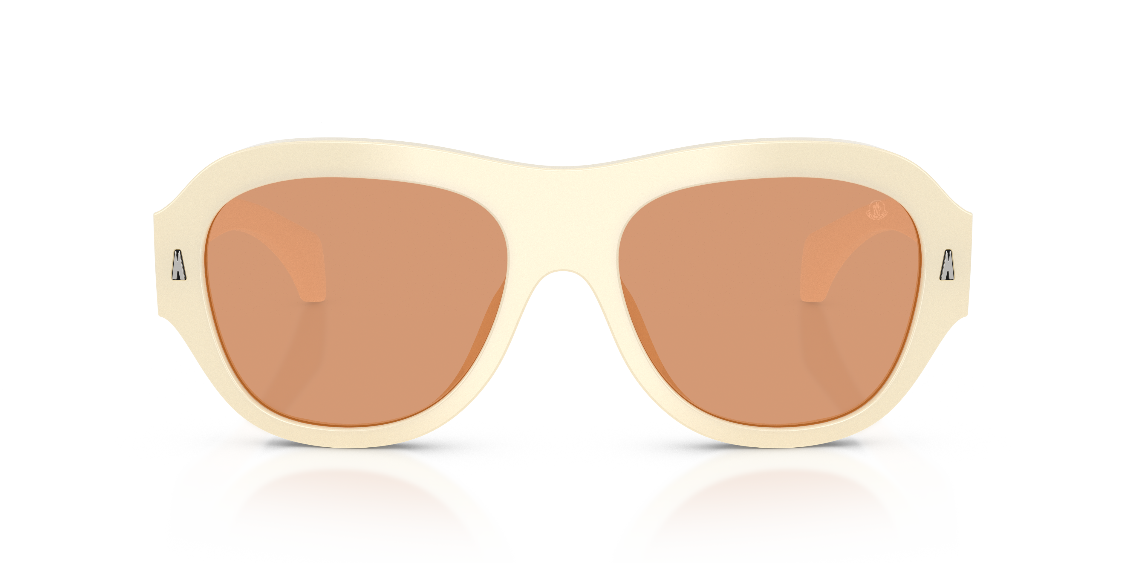 Moncler Unisex Moncler ME6015U ELEVANE 3035/7 Sunglasses Acetate White Brown Geometric Norma