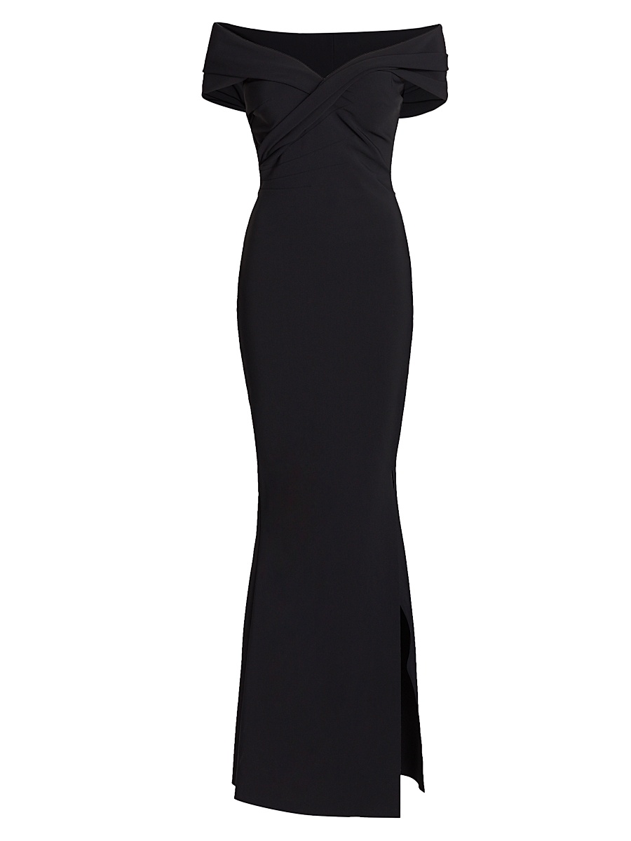 Women's Stretch Jersey Fishtail Gown - Black