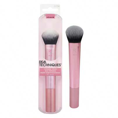 Real Techniques Instapop Cheek Makeup Brush, Face Brush For Blush, Bronzer, & Highlighter, Makeup Brush For Loose Or Pressed Powder, Cruelty Free, Veg